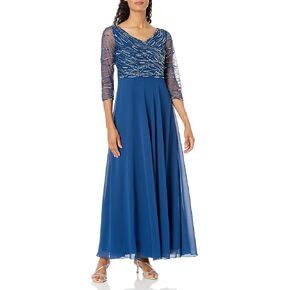 J Kara Women's 3/4 Sleeve Beaded Bodice Pop Over Long Dress in Kuwait