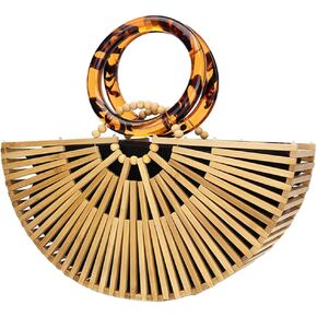 محفظة من الخيزران للنساء بمقبض علوي وحقيبة حمل مع حقيبة داخلية وحقيبة هوبو ومحافظ هدية للنساء in Kuwait