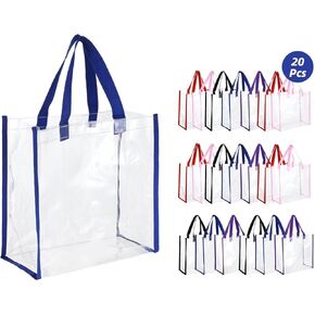 20 قطعة من حقائب كبيرة توت شفافة 12 × 12 × 6 انش من ديميجون، حقائب يد بلاستيكية عالية الجودة لتغليف الهدايا للملاعب الرياضية والمناسبات والغداء والنزهات للنساء in Kuwait