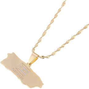 Puerto Rico Map Pendant Chain for Women Puerto Ricans Map Jewelry