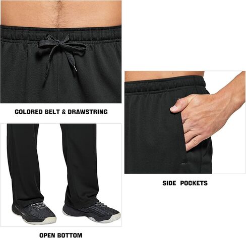 فيدوسينغ سروال رياضي للرجال خفيف الوزن شبكي مفتوح من الأسفل بقصة فضفاضة للتمارين الرياضية مع جيوب in Kuwait