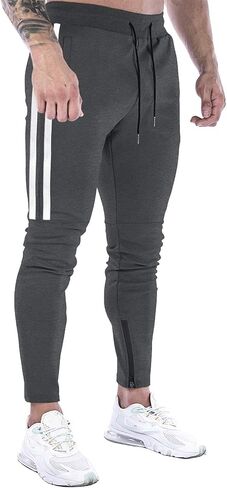 DIOTSR Mens Workout Jogger Pants, Slim Fit Running Sweatpants for Men, Striped Gym Track Pants with Pockets in Kuwait