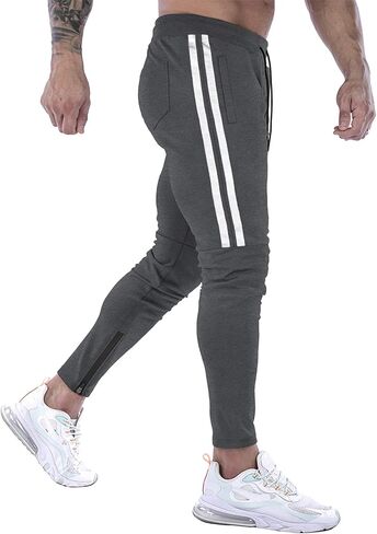 DIOTSR Mens Workout Jogger Pants, Slim Fit Running Sweatpants for Men, Striped Gym Track Pants with Pockets in Kuwait