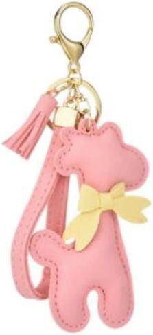 Ergugos Giraffe Keychain Pu Leather Animal Key Ring Handmade Cute Cartoon Giraffe Purse Bag Accessory Cartoon Animal Bag Pendant Car Key Pendant Metal Keyring Men Women Boy Girl-Pink, Pink, F in Saudi Arabia