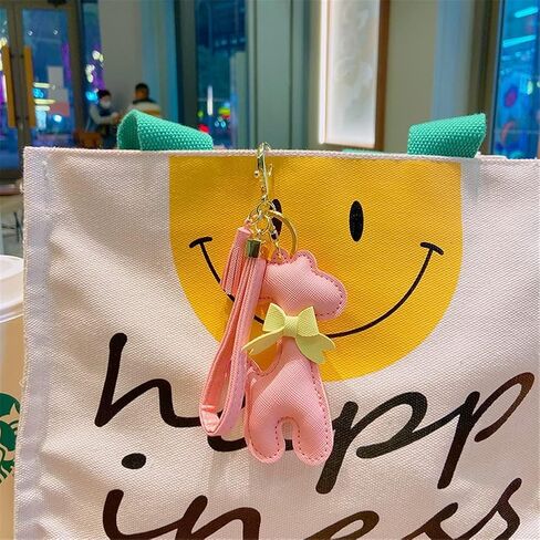 Ergugos Giraffe Keychain Pu Leather Animal Key Ring Handmade Cute Cartoon Giraffe Purse Bag Accessory Cartoon Animal Bag Pendant Car Key Pendant Metal Keyring Men Women Boy Girl-Pink, Pink, F in Saudi Arabia