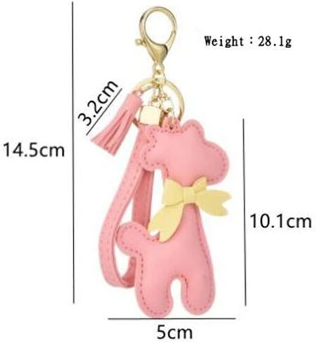 Ergugos Giraffe Keychain Pu Leather Animal Key Ring Handmade Cute Cartoon Giraffe Purse Bag Accessory Cartoon Animal Bag Pendant Car Key Pendant Metal Keyring Men Women Boy Girl-Pink, Pink, F in Saudi Arabia