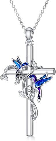 Cross Necklace for Women Hummingbird/Dragonfly/Butterfly/Red Ladybug Necklace 925 Sterling Silver Cross Pendant Necklace Christian Jewelry Gifts for Women Girls in Saudi Arabia