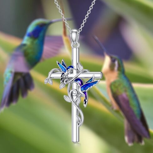 Cross Necklace for Women Hummingbird/Dragonfly/Butterfly/Red Ladybug Necklace 925 Sterling Silver Cross Pendant Necklace Christian Jewelry Gifts for Women Girls in Saudi Arabia