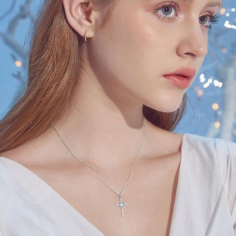 Cross Necklace for Women Hummingbird/Dragonfly/Butterfly/Red Ladybug Necklace 925 Sterling Silver Cross Pendant Necklace Christian Jewelry Gifts for Women Girls in Saudi Arabia