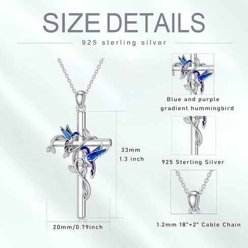 Cross Necklace for Women Hummingbird/Dragonfly/Butterfly/Red Ladybug Necklace 925 Sterling Silver Cross Pendant Necklace Christian Jewelry Gifts for Women Girls in Saudi Arabia