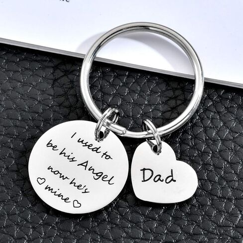 ODLADM Memorial Jewelry Memory of Dad Keychain I Used to be His Angel Now He is Mine Keyring in Kuwait