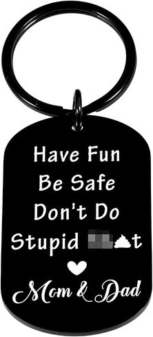 Dont Do Stupid Sh T Love Dad Mom Keychain Valentines Day Gifts for Kids Teen Boys Girls Gifts from Mom and Dad Son Daughter Birthday Christmas Gifts for Teenager Boy Girl Christmas Stocking Stuffers in Saudi Arabia