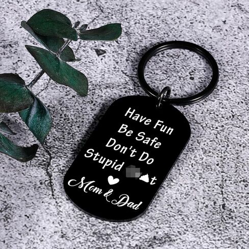 Dont Do Stupid Sh T Love Dad Mom Keychain Valentines Day Gifts for Kids Teen Boys Girls Gifts from Mom and Dad Son Daughter Birthday Christmas Gifts for Teenager Boy Girl Christmas Stocking Stuffers in Saudi Arabia