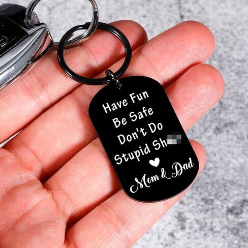 Dont Do Stupid Sh T Love Dad Mom Keychain Valentines Day Gifts for Kids Teen Boys Girls Gifts from Mom and Dad Son Daughter Birthday Christmas Gifts for Teenager Boy Girl Christmas Stocking Stuffers in Saudi Arabia