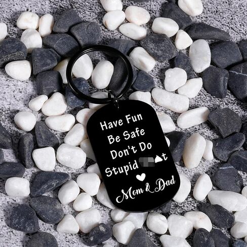 Dont Do Stupid Sh T Love Dad Mom Keychain Valentines Day Gifts for Kids Teen Boys Girls Gifts from Mom and Dad Son Daughter Birthday Christmas Gifts for Teenager Boy Girl Christmas Stocking Stuffers in Saudi Arabia