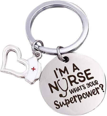 سلسلة مفاتيح ممرضة مكتوب عليها I'm A Nurse What's Your Superpower Gift For Nurse Stainless Steel in Kuwait