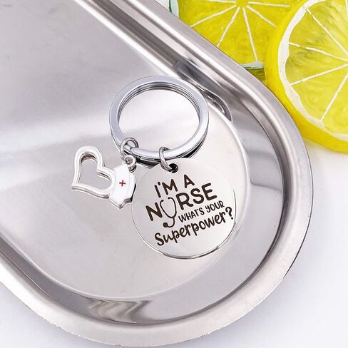 سلسلة مفاتيح ممرضة مكتوب عليها I'm A Nurse What's Your Superpower Gift For Nurse Stainless Steel in Kuwait