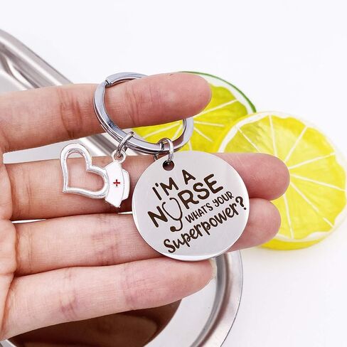 سلسلة مفاتيح ممرضة مكتوب عليها I'm A Nurse What's Your Superpower Gift For Nurse Stainless Steel in Kuwait
