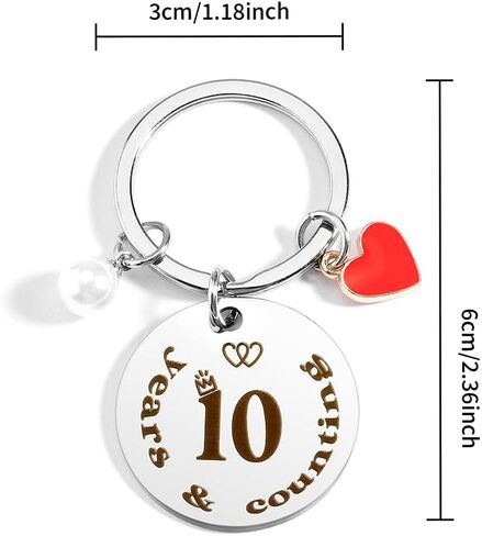 Rinacci 10 Year Gifts For Her Him Keychain 10th Wedding Anniversary For Couple Anniversary Marriage Presents For Wife Husband Anniversary Mens Gift For Husband Wife Keychain, 10anniversary, M in Kuwait