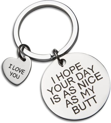 Keychain Gifts for Him Her, I Love You Keychain for Boyfriend Girlfriend, Key Ring for Valentine’s Day Gift (Round Silver) in Saudi Arabia