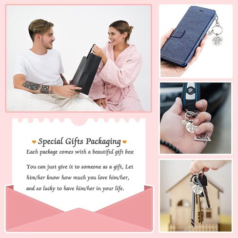 Keychain Gifts for Him Her, I Love You Keychain for Boyfriend Girlfriend, Key Ring for Valentine’s Day Gift (Round Silver) in Saudi Arabia