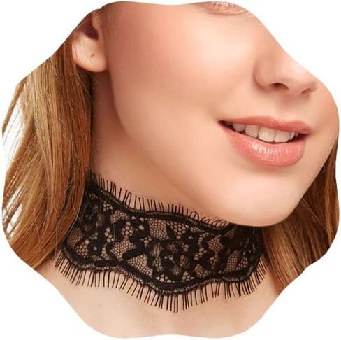 Shegirl Gothic Black Lace Choker Necklace Vintage Hollow Lace Necklace Dainty Lace Necklace Chain Jewelry for Women and Girls in Kuwait