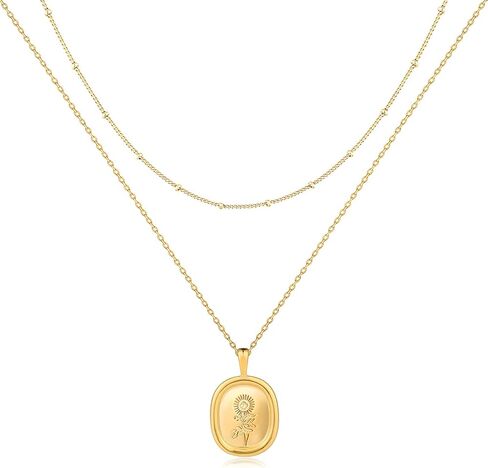 قلادات Fiusem ذات طبقات ذهبية للنساء، قلادة أنيقة مطلية بالذهب عيار 14 قيراط وقلادة ضيقة للنساء in Kuwait