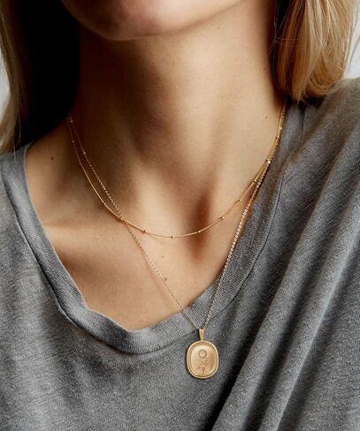قلادات Fiusem ذات طبقات ذهبية للنساء، قلادة أنيقة مطلية بالذهب عيار 14 قيراط وقلادة ضيقة للنساء in Kuwait