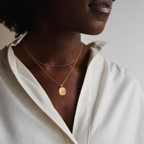 قلادات Fiusem ذات طبقات ذهبية للنساء، قلادة أنيقة مطلية بالذهب عيار 14 قيراط وقلادة ضيقة للنساء in Kuwait
