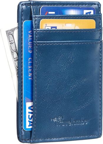 محفظة Travelambo ذات الجيب الأمامي البسيط من الجلد بتصميم نحيف وحجب RFID in Kuwait