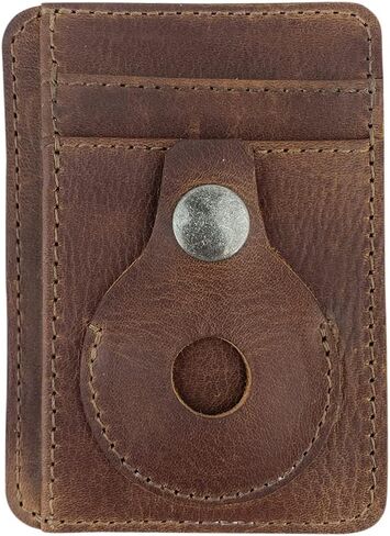 Hide & Drink, AirTag Vertical Card Holder Handmade from Full Grain Leather - Bourbon Brown in Saudi Arabia