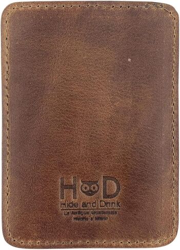 Hide & Drink, AirTag Vertical Card Holder Handmade from Full Grain Leather - Bourbon Brown in Saudi Arabia