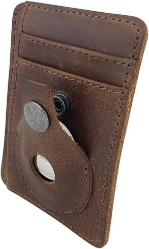 Hide & Drink, AirTag Vertical Card Holder Handmade from Full Grain Leather - Bourbon Brown in Saudi Arabia