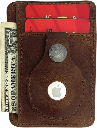 Hide & Drink, AirTag Vertical Card Holder Handmade from Full Grain Leather - Bourbon Brown in Saudi Arabia