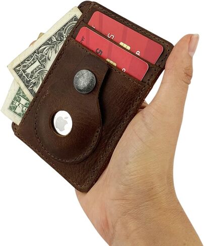 Hide & Drink, AirTag Vertical Card Holder Handmade from Full Grain Leather - Bourbon Brown in Saudi Arabia