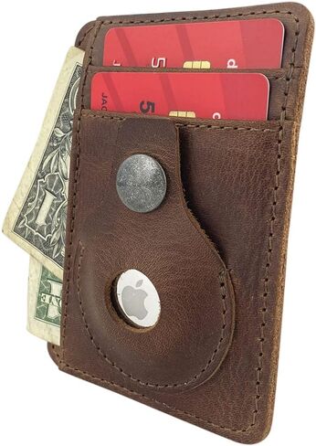 Hide & Drink, AirTag Vertical Card Holder Handmade from Full Grain Leather - Bourbon Brown in Saudi Arabia