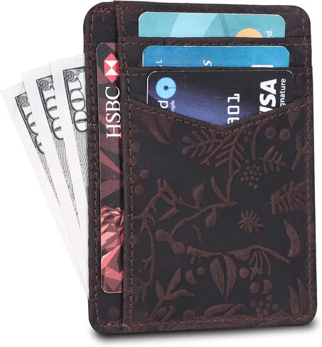 محفظة جلدية نحيفة بجيب أمامي مصنوعة يدويًا من LEVOGUE تحجب RFID للرجال والنساء. in Kuwait