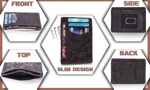 محفظة جلدية نحيفة بجيب أمامي مصنوعة يدويًا من LEVOGUE تحجب RFID للرجال والنساء. in Kuwait