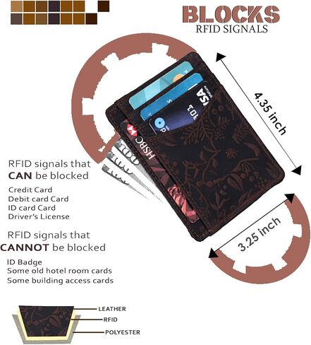 محفظة جلدية نحيفة بجيب أمامي مصنوعة يدويًا من LEVOGUE تحجب RFID للرجال والنساء. in Kuwait