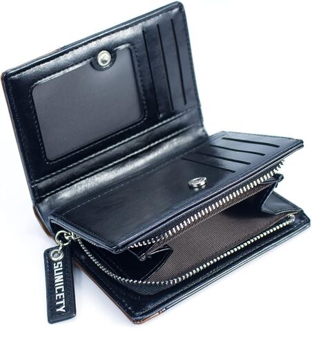 SUMGOGO محفظة رجالية جلدية RFID حامل بطاقات بسحاب حول جيب العملة محافظ صغيرة ثنائية الطي للرجال والأولاد والابن محفظة قصيرة (أسود) in Kuwait