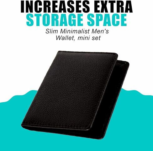 Trendy Zone 21 Wallet for Men, Slim Minimalist Men's Wallets with 6 Card Slots Design, Bifold Card Holder Leather Wallet Gifts for Men with Clear ID Window Credit Card Holder, Black, Small, Minimalist in Kuwait