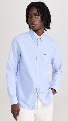 Lacoste Men's Long Sleeve Solid Slim Fit Poplin Shirt in Saudi Arabia
