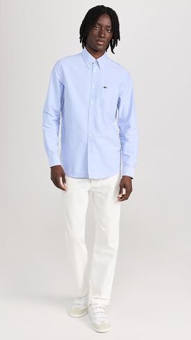Lacoste Men's Long Sleeve Solid Slim Fit Poplin Shirt in Saudi Arabia