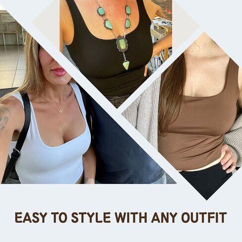 Iausie 2 Pieces Womens Summer Sleeveless Cute Crop Tank Tops Square Neck Basic Workout Yoga Cropped Tops 2351 in Saudi Arabia