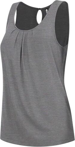 Lock and Love Women's Summer Sleeveless Pleated Back Closure Casual Tank Tops in Kuwait