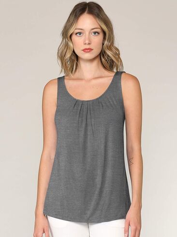 Lock and Love Women's Summer Sleeveless Pleated Back Closure Casual Tank Tops in Kuwait