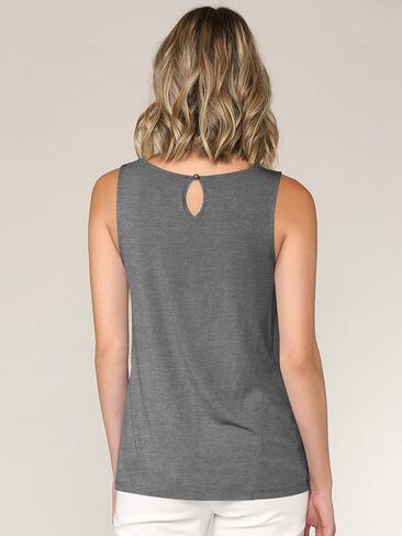 Lock and Love Women's Summer Sleeveless Pleated Back Closure Casual Tank Tops in Kuwait