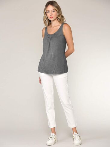 Lock and Love Women's Summer Sleeveless Pleated Back Closure Casual Tank Tops in Kuwait