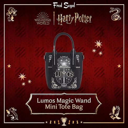 Fred Segal Harry Potter Tote Bag, Lumos Magic Wand Women's Mini Travel Bag with Adjustable Shoulder Strap, Black, Black, One Size, Fred Segal Harry Potter Tote Bag, Lumos Magic Wand Women's Mini in Saudi Arabia