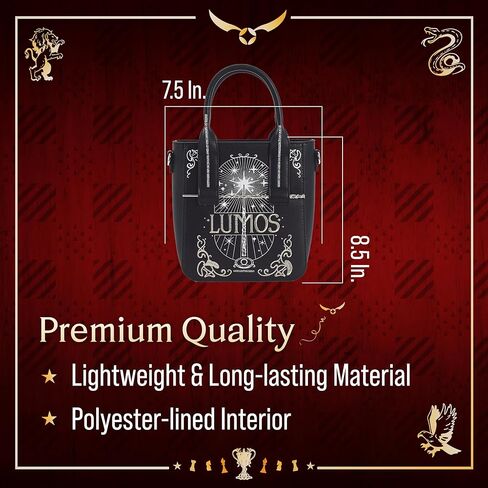 Fred Segal Harry Potter Tote Bag, Lumos Magic Wand Women's Mini Travel Bag with Adjustable Shoulder Strap, Black, Black, One Size, Fred Segal Harry Potter Tote Bag, Lumos Magic Wand Women's Mini in Saudi Arabia
